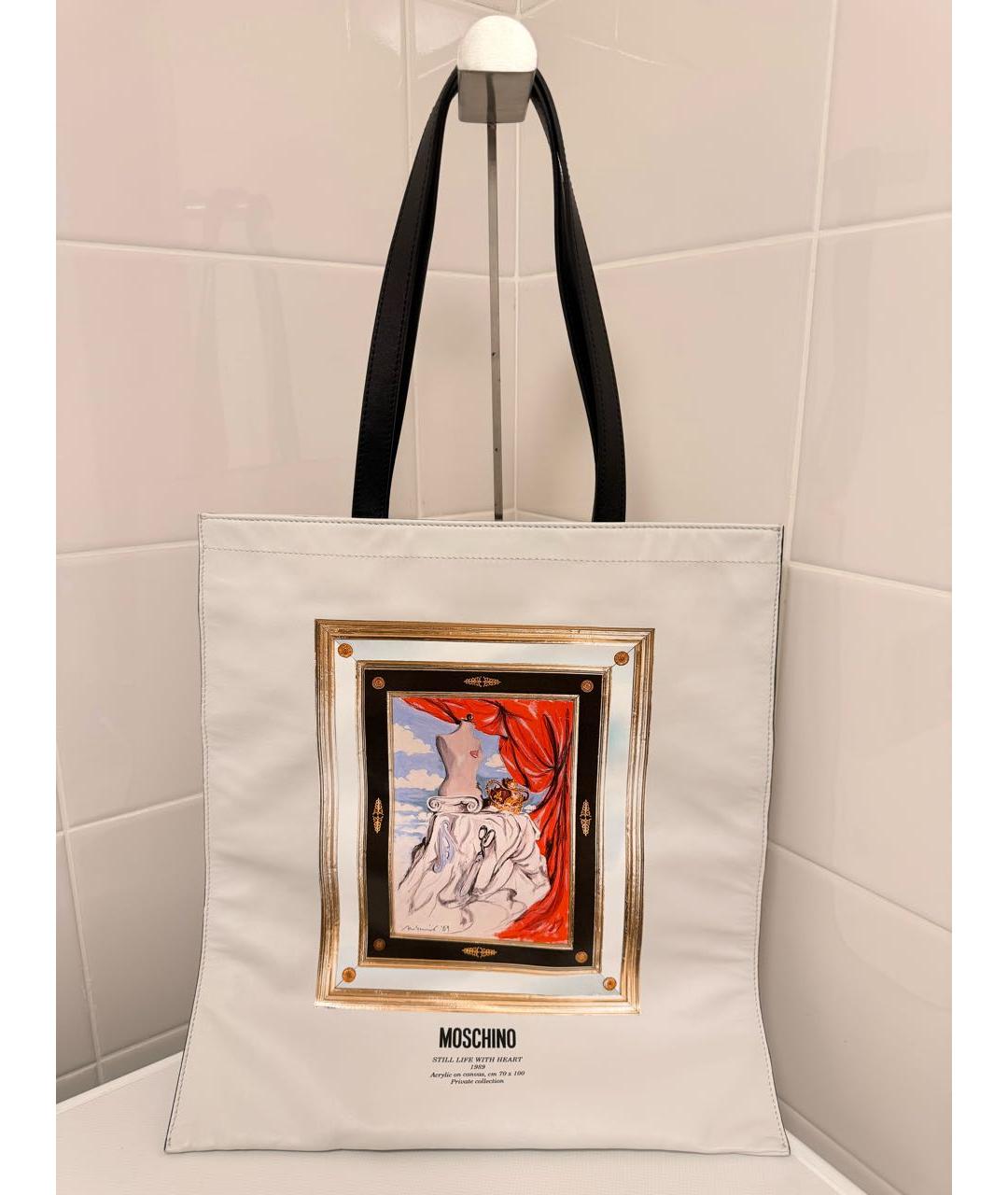 MOSCHINO Белая кожаная сумка через плечо, фото 7