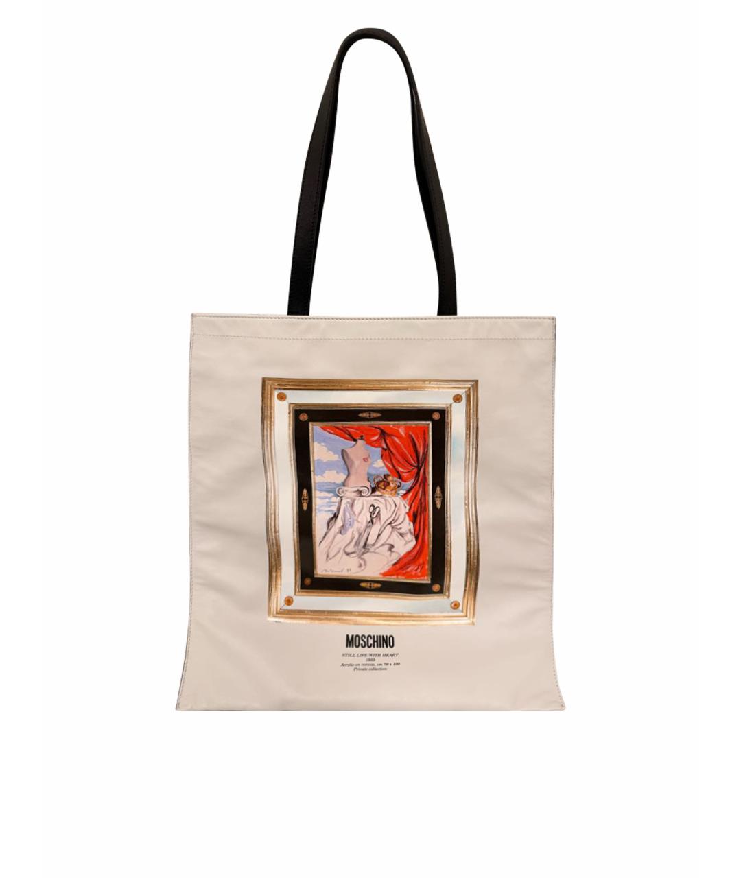 MOSCHINO Белая кожаная сумка через плечо, фото 1