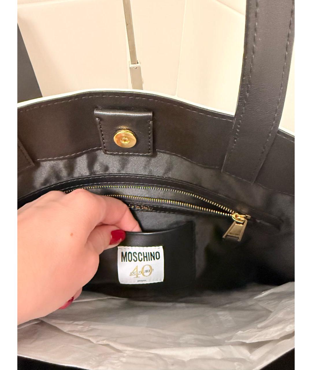 MOSCHINO Белая кожаная сумка через плечо, фото 4