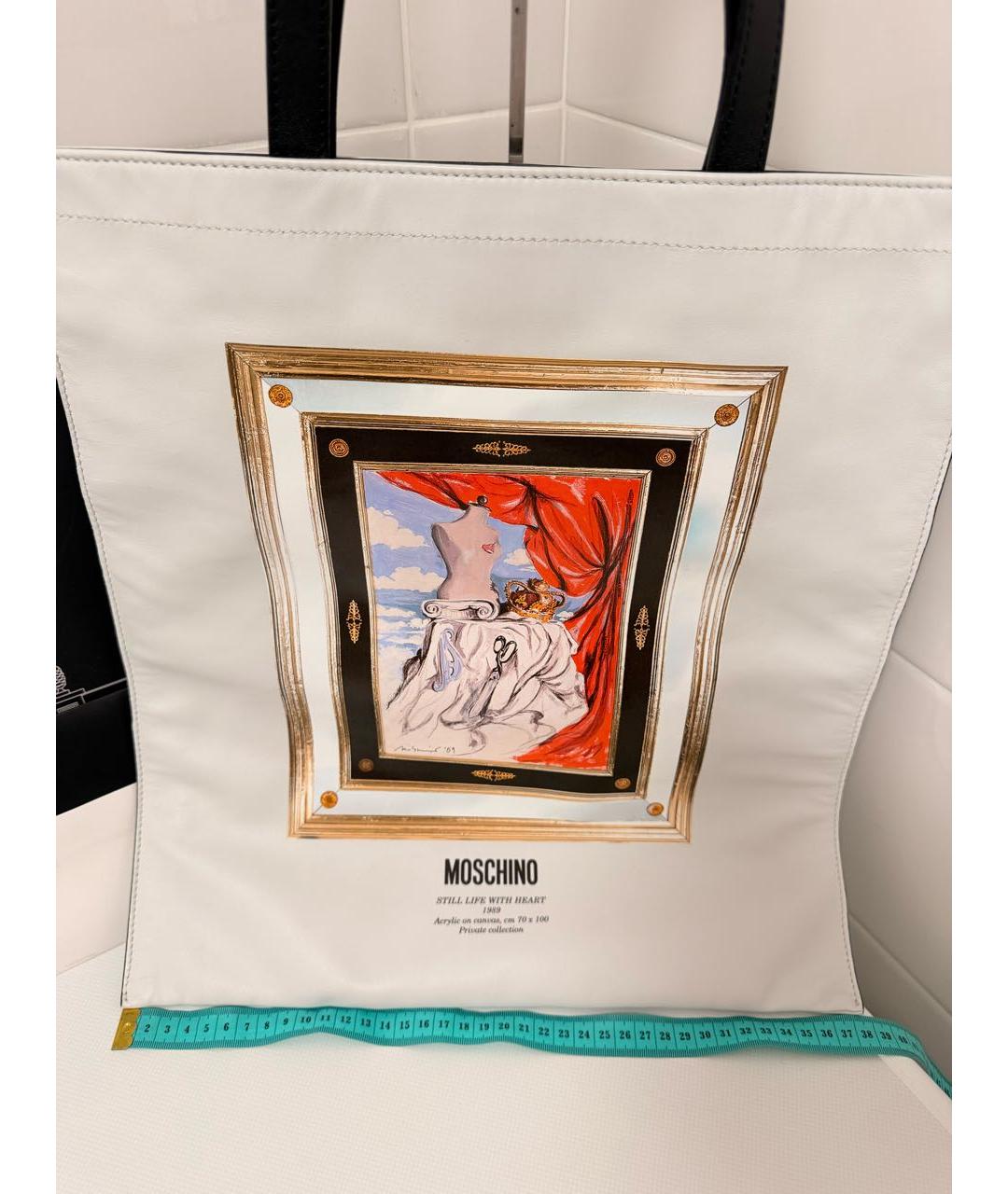 MOSCHINO Белая кожаная сумка через плечо, фото 5