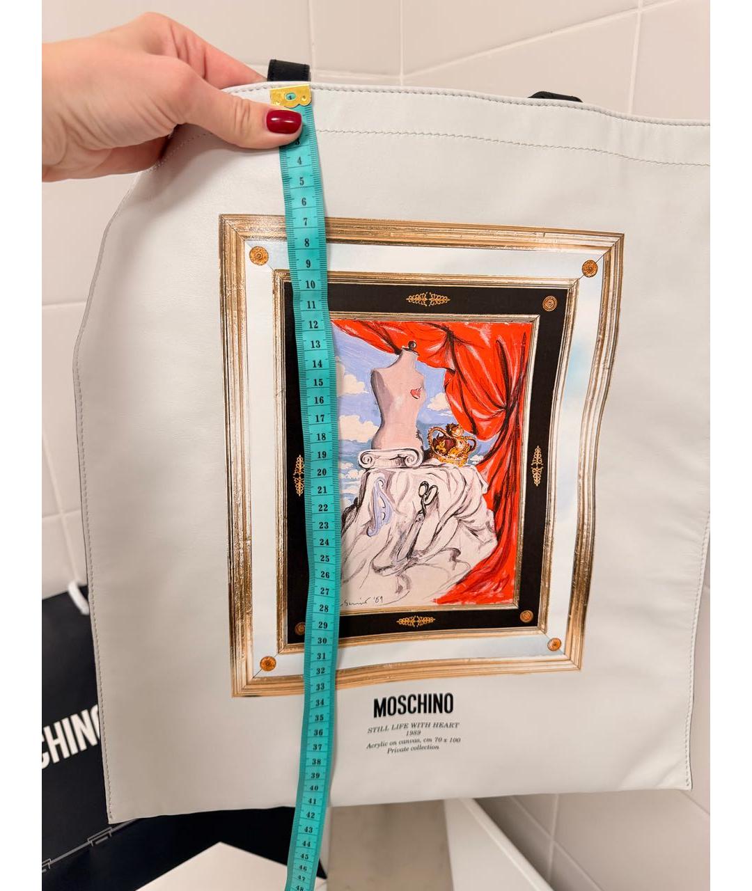 MOSCHINO Белая кожаная сумка через плечо, фото 6