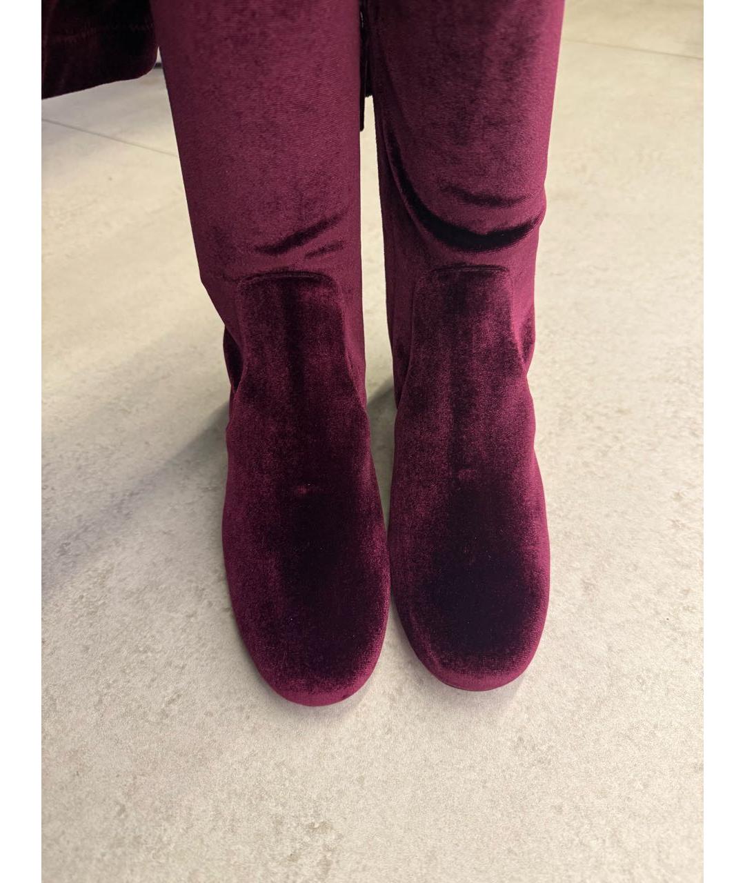AQUAZZURA Бордовые текстильные ботфорты, фото 2