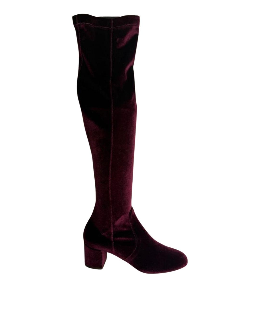 AQUAZZURA Бордовые текстильные ботфорты, фото 1