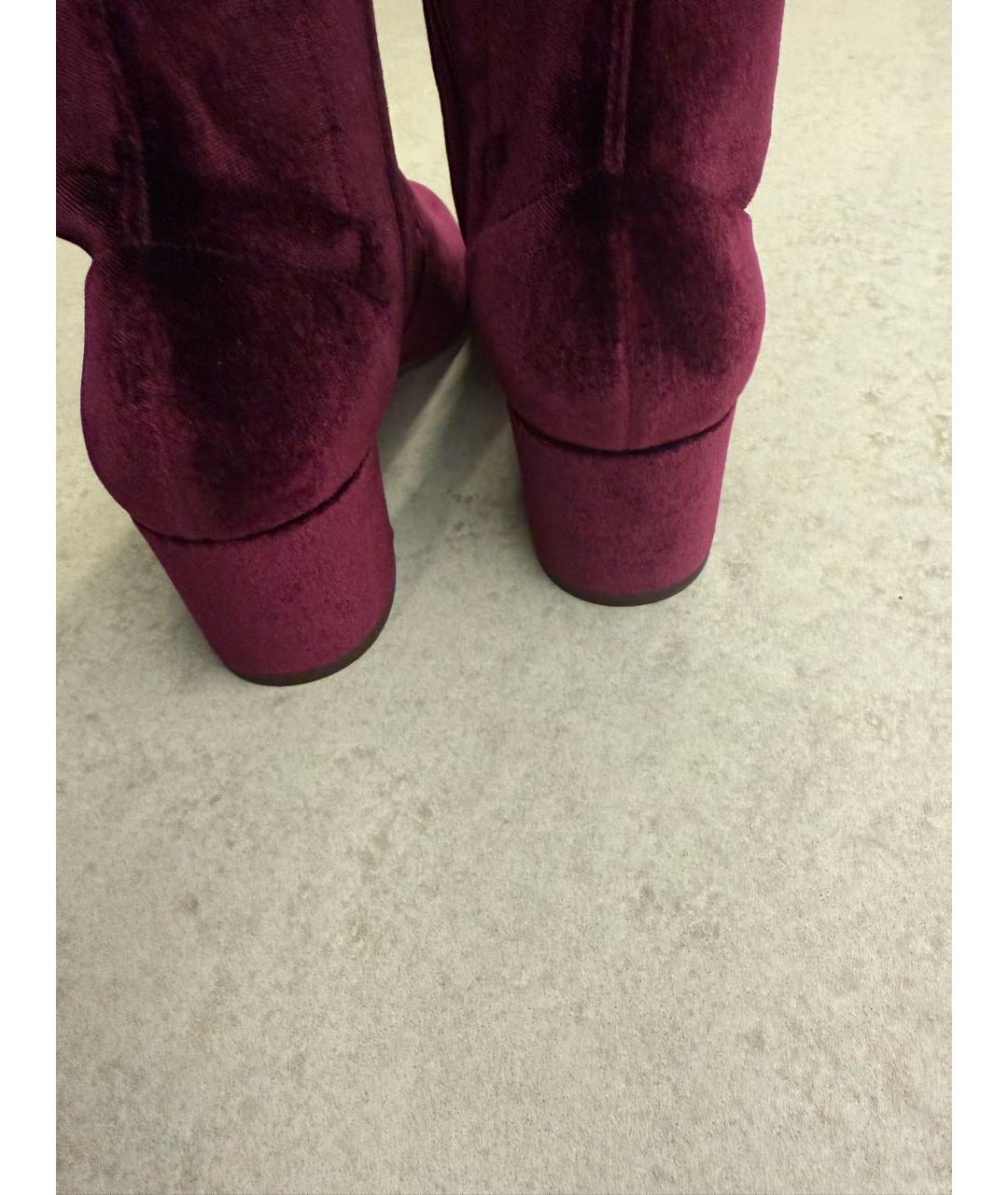 AQUAZZURA Бордовые текстильные ботфорты, фото 3