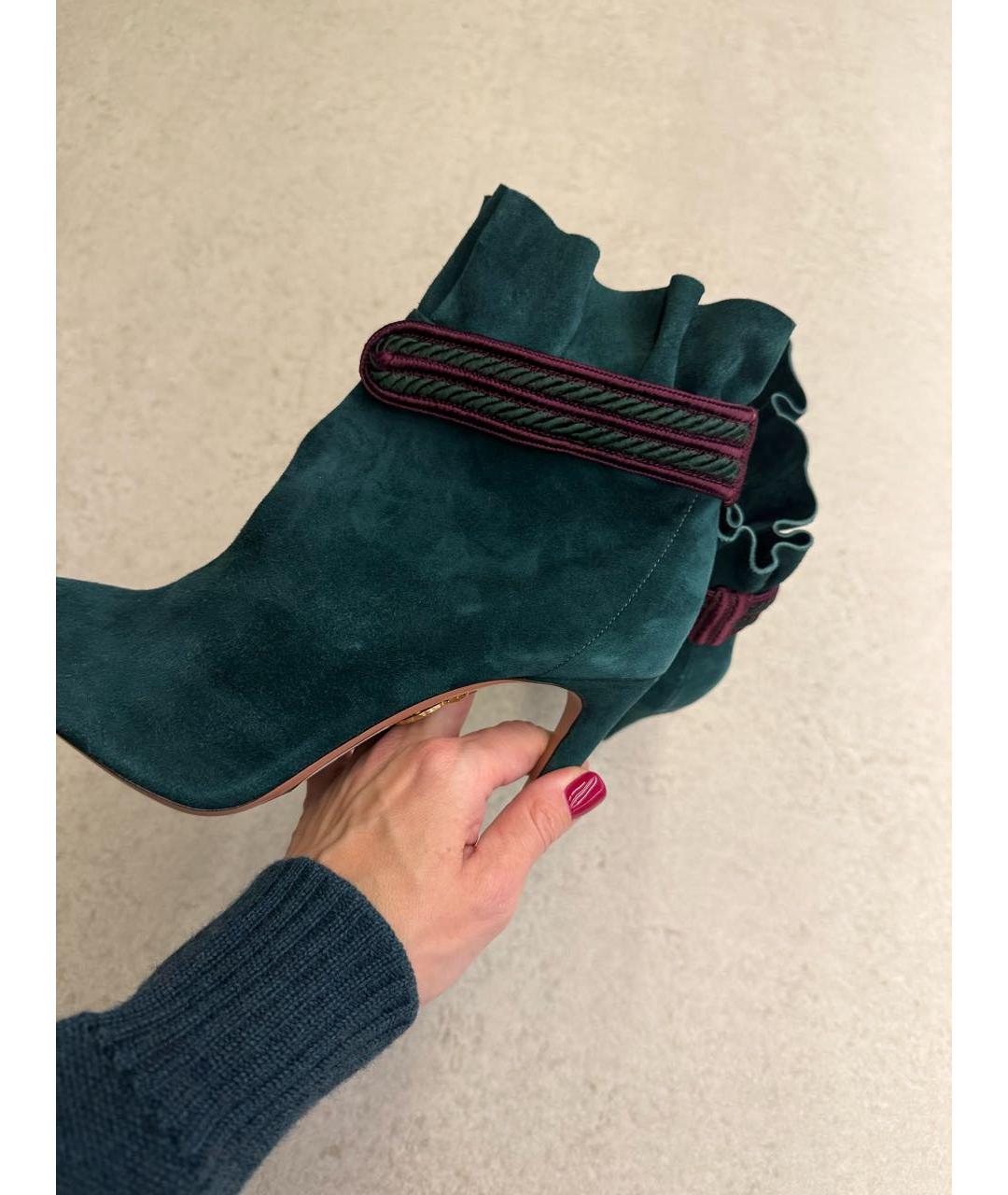 AQUAZZURA Зеленые замшевые ботильоны, фото 4
