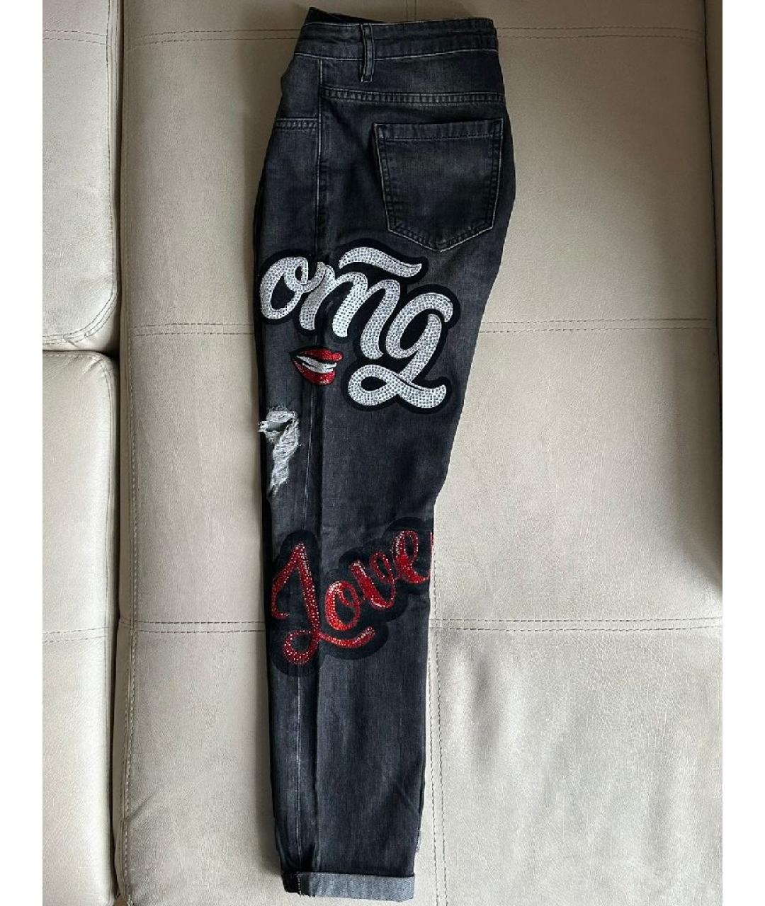 PHILIPP PLEIN Черные хлопковые прямые джинсы, фото 2