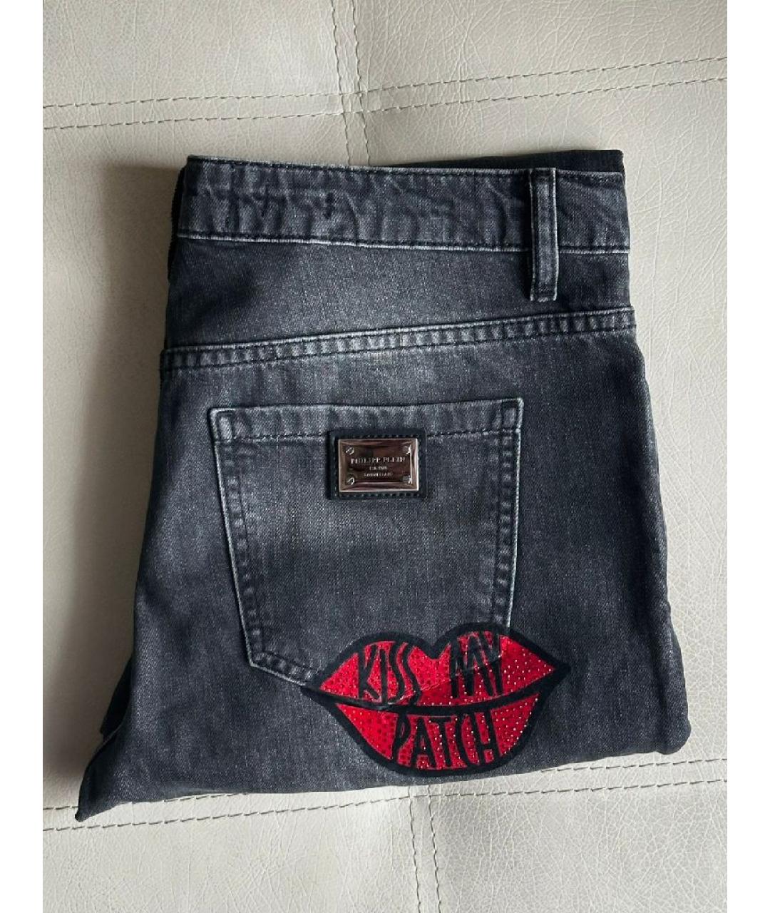 PHILIPP PLEIN Черные хлопковые прямые джинсы, фото 6