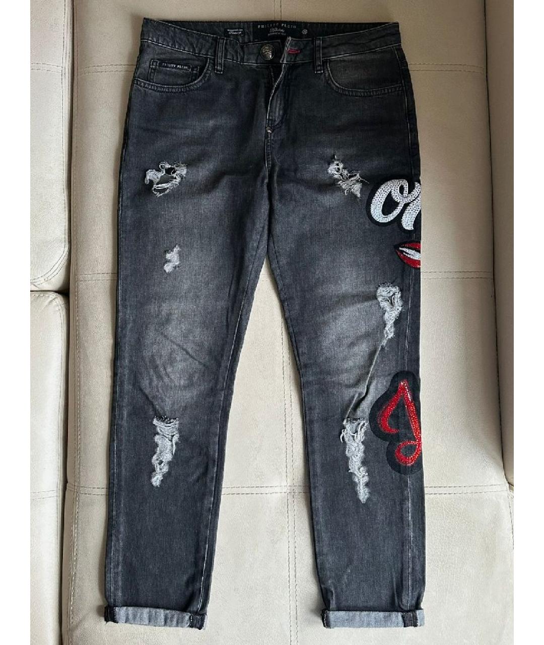 PHILIPP PLEIN Черные хлопковые прямые джинсы, фото 8