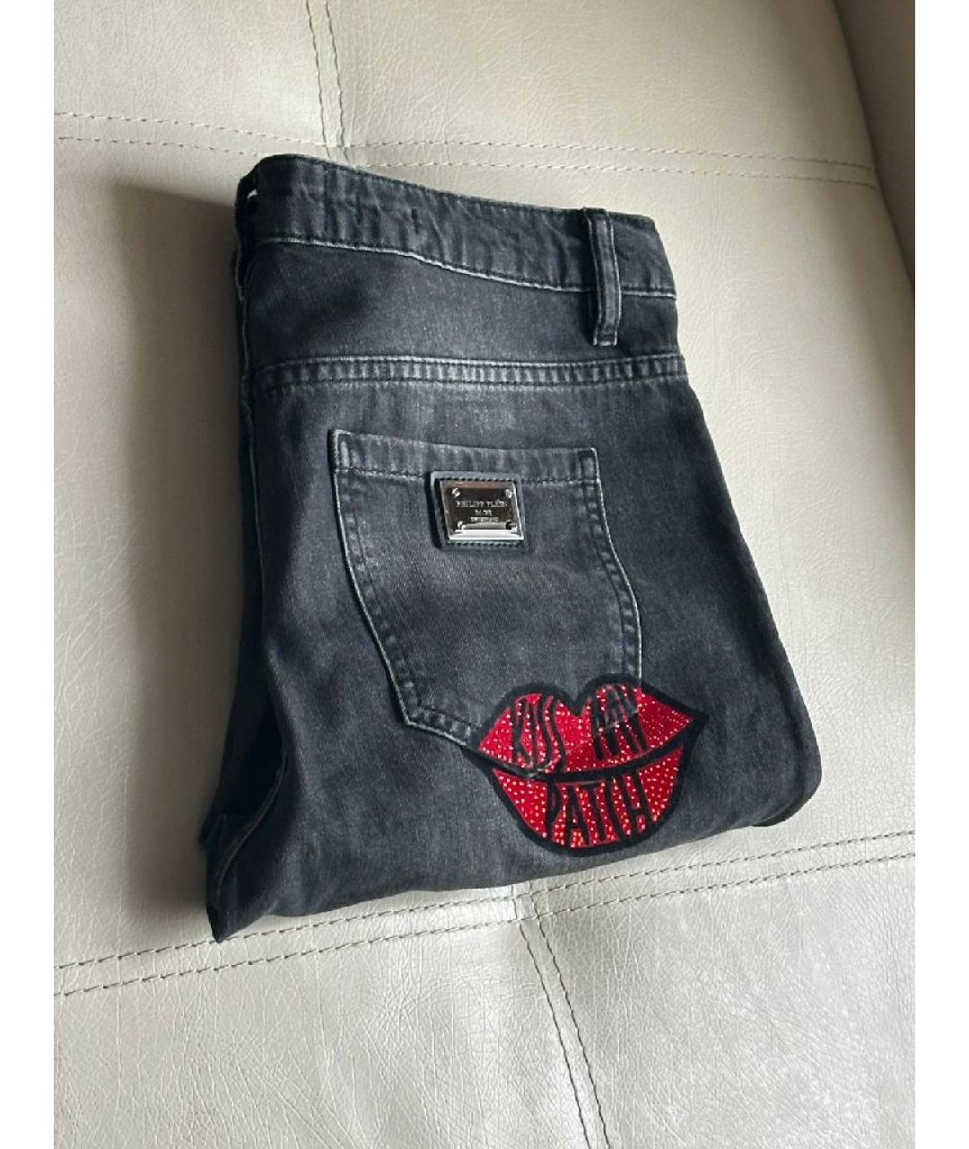 PHILIPP PLEIN Черные хлопковые прямые джинсы, фото 7