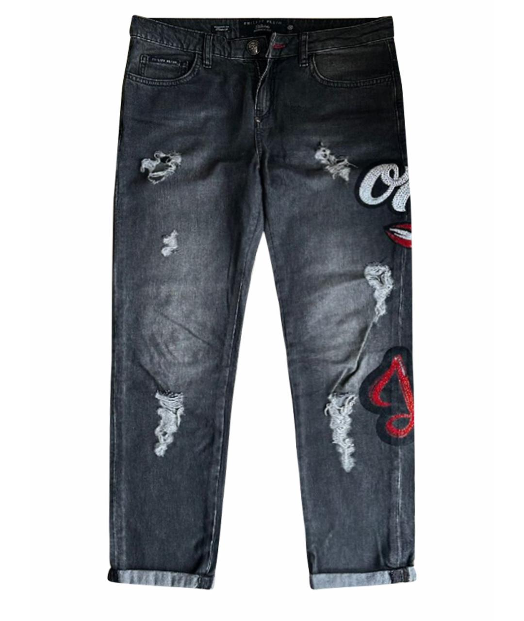 PHILIPP PLEIN Черные хлопковые прямые джинсы, фото 1