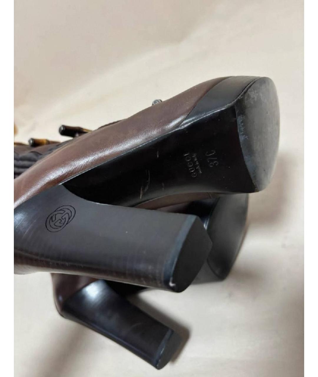 GUCCI Коричневые кожаные сапоги, фото 4