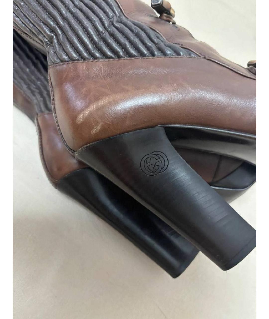 GUCCI Коричневые кожаные сапоги, фото 5