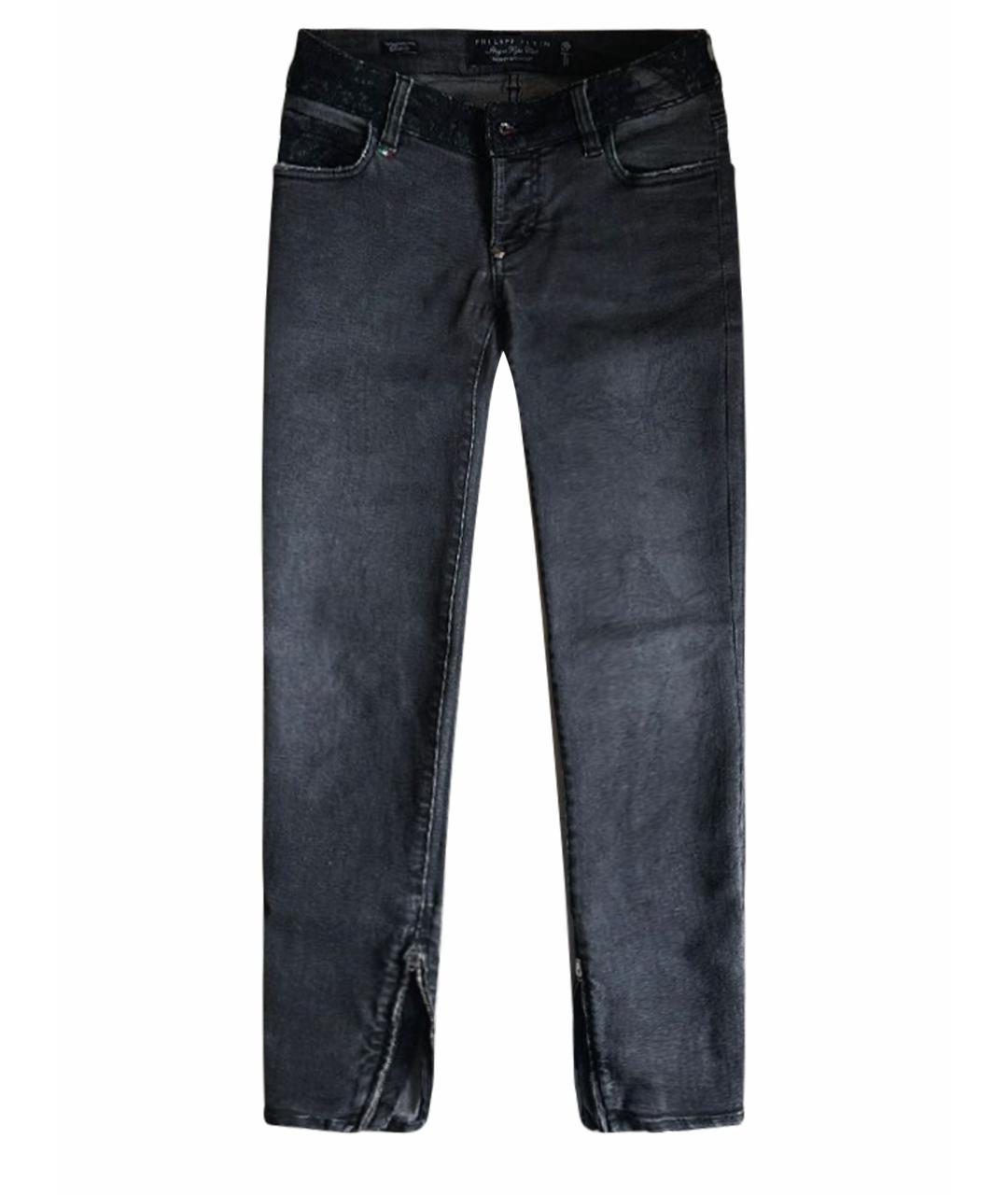 PHILIPP PLEIN Серые хлопко-эластановые джинсы слим, фото 1