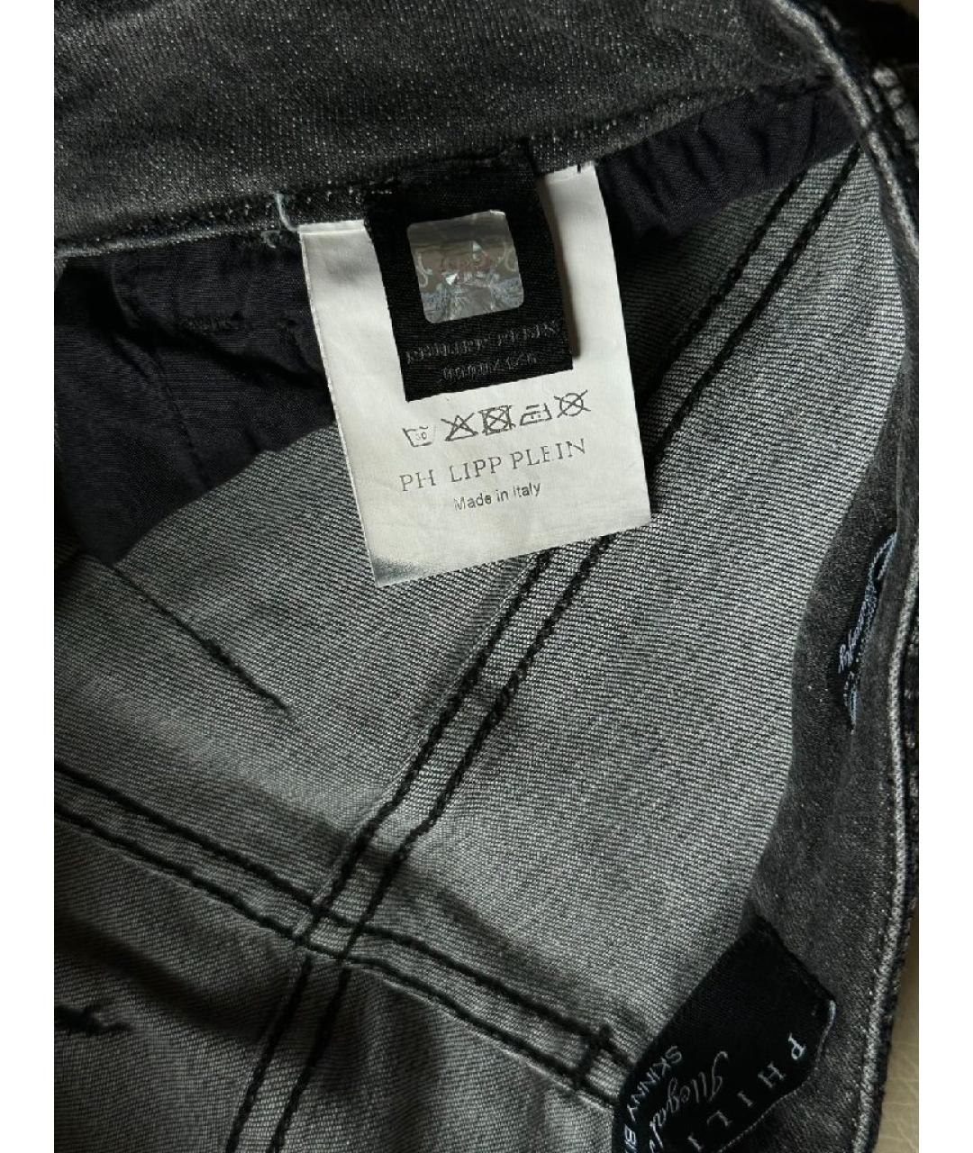 PHILIPP PLEIN Серые хлопко-эластановые джинсы слим, фото 7