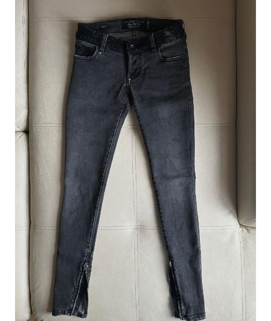 PHILIPP PLEIN Серые хлопко-эластановые джинсы слим, фото 2