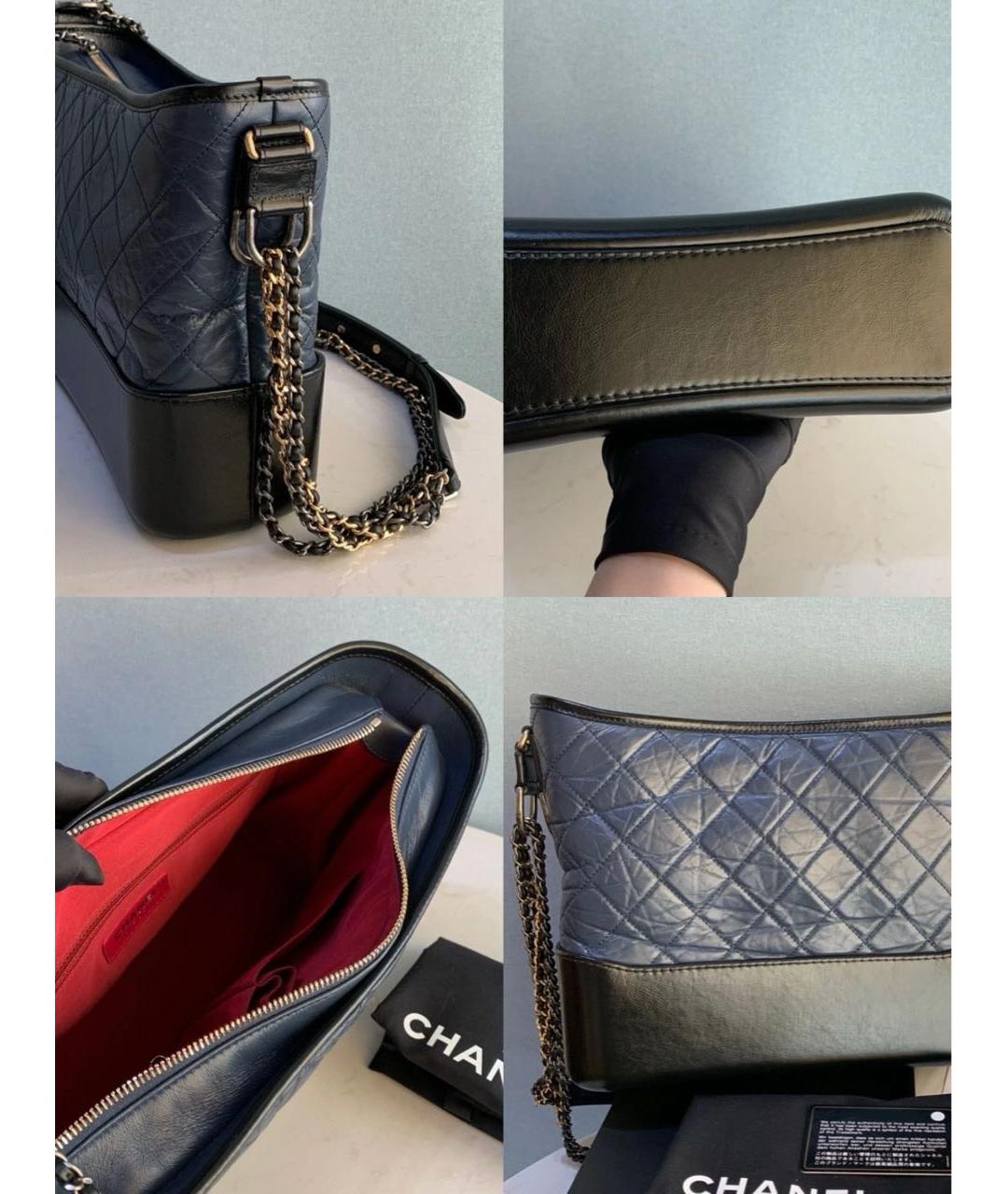 CHANEL Темно-синяя кожаная сумка через плечо, фото 2