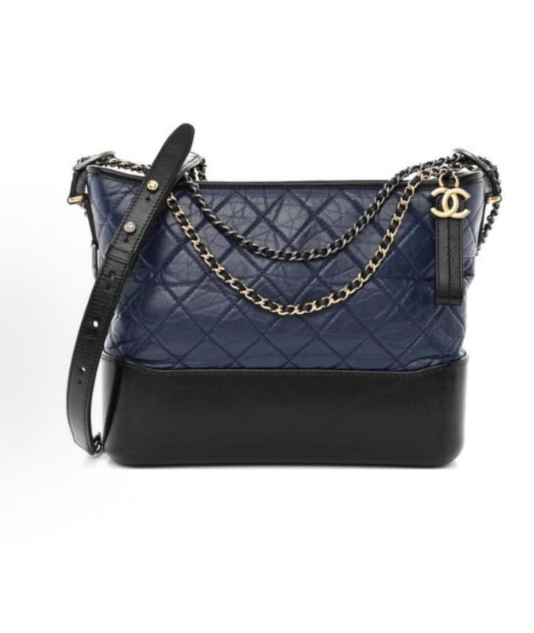 CHANEL Темно-синяя кожаная сумка через плечо, фото 3