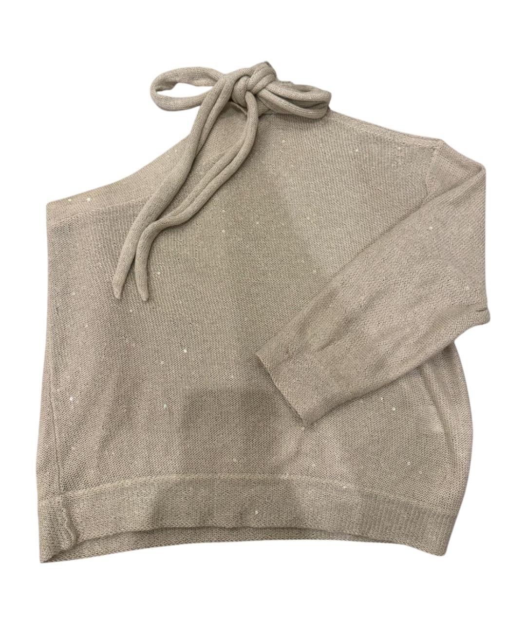 BRUNELLO CUCINELLI Бежевый шелковый джемпер / свитер, фото 1