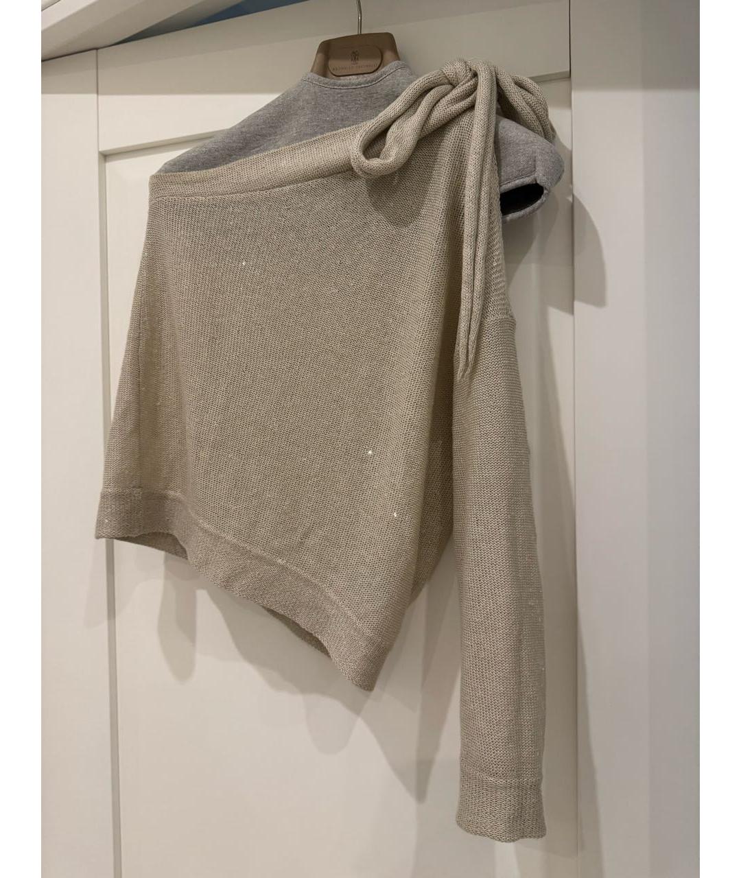 BRUNELLO CUCINELLI Бежевый шелковый джемпер / свитер, фото 2
