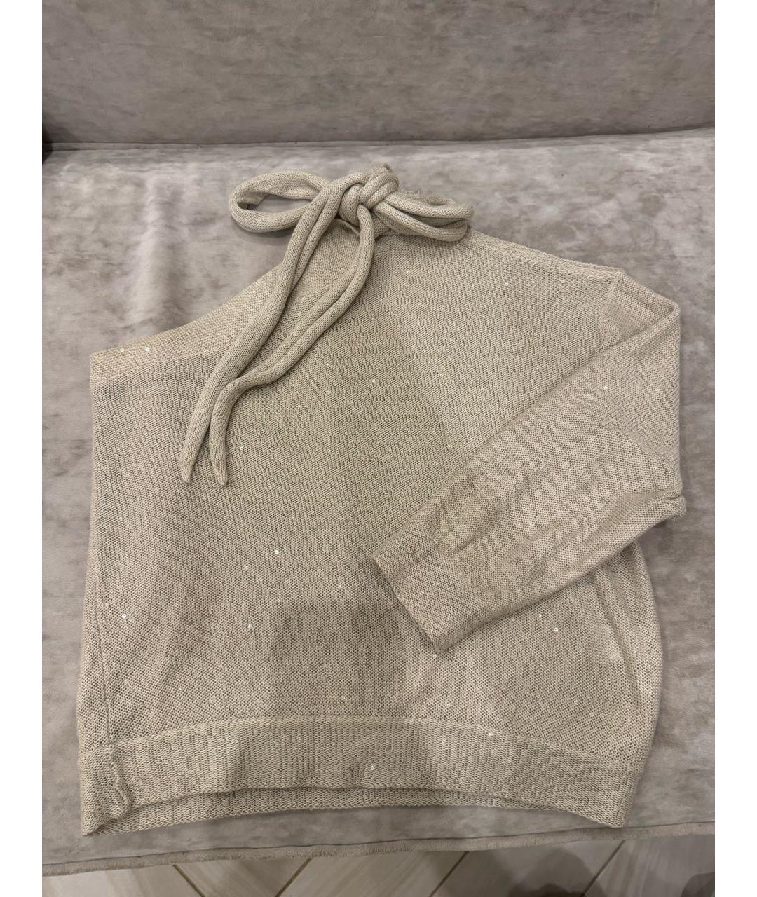 BRUNELLO CUCINELLI Бежевый шелковый джемпер / свитер, фото 5