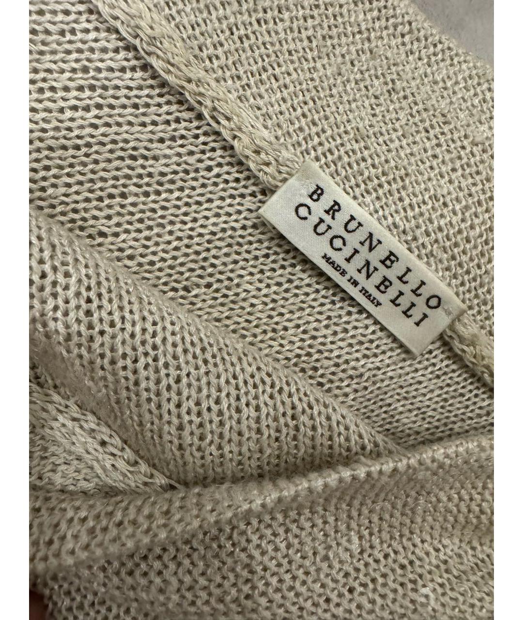 BRUNELLO CUCINELLI Бежевый шелковый джемпер / свитер, фото 3