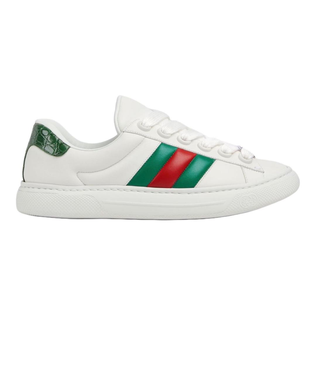 GUCCI Белые кожаные низкие кроссовки / кеды, фото 1