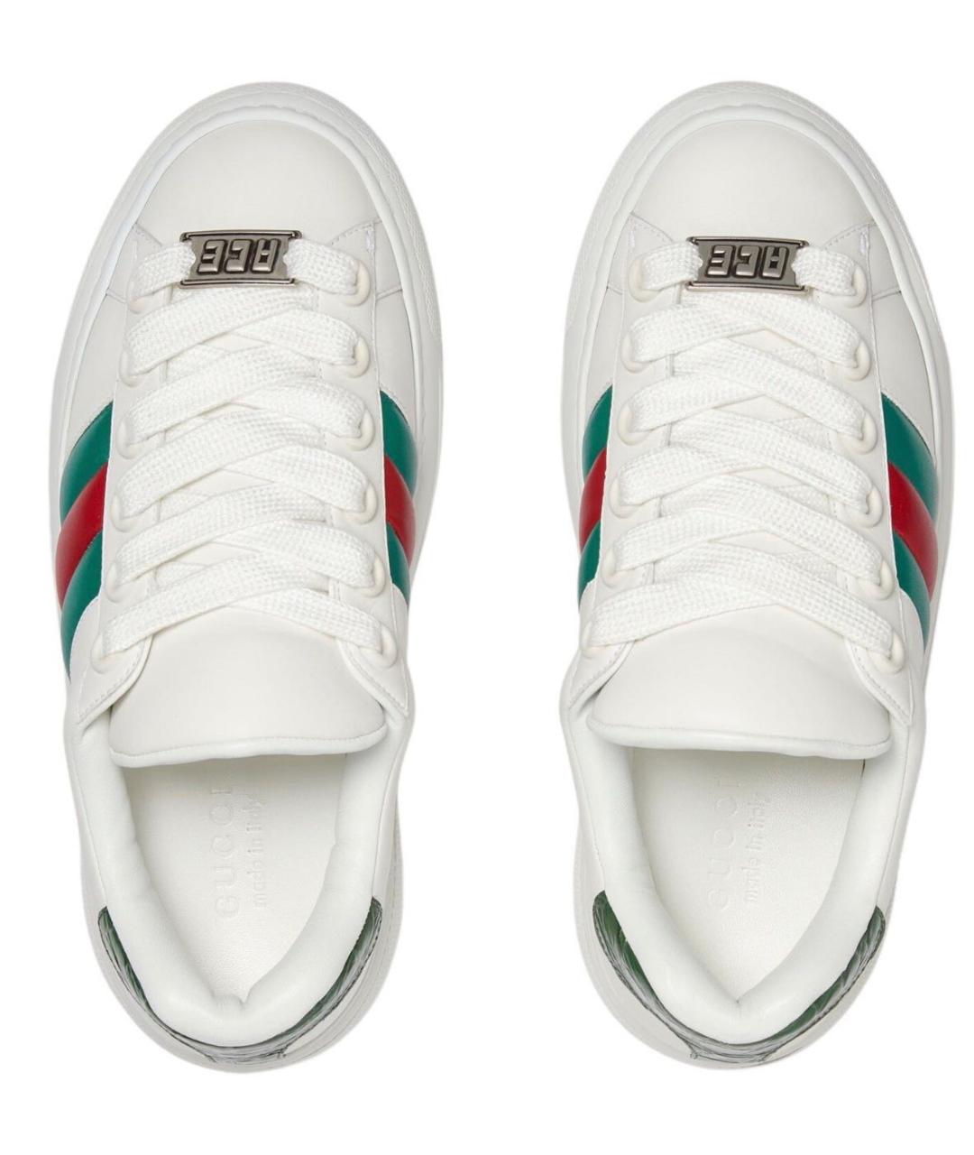 GUCCI Белые кожаные низкие кроссовки / кеды, фото 3