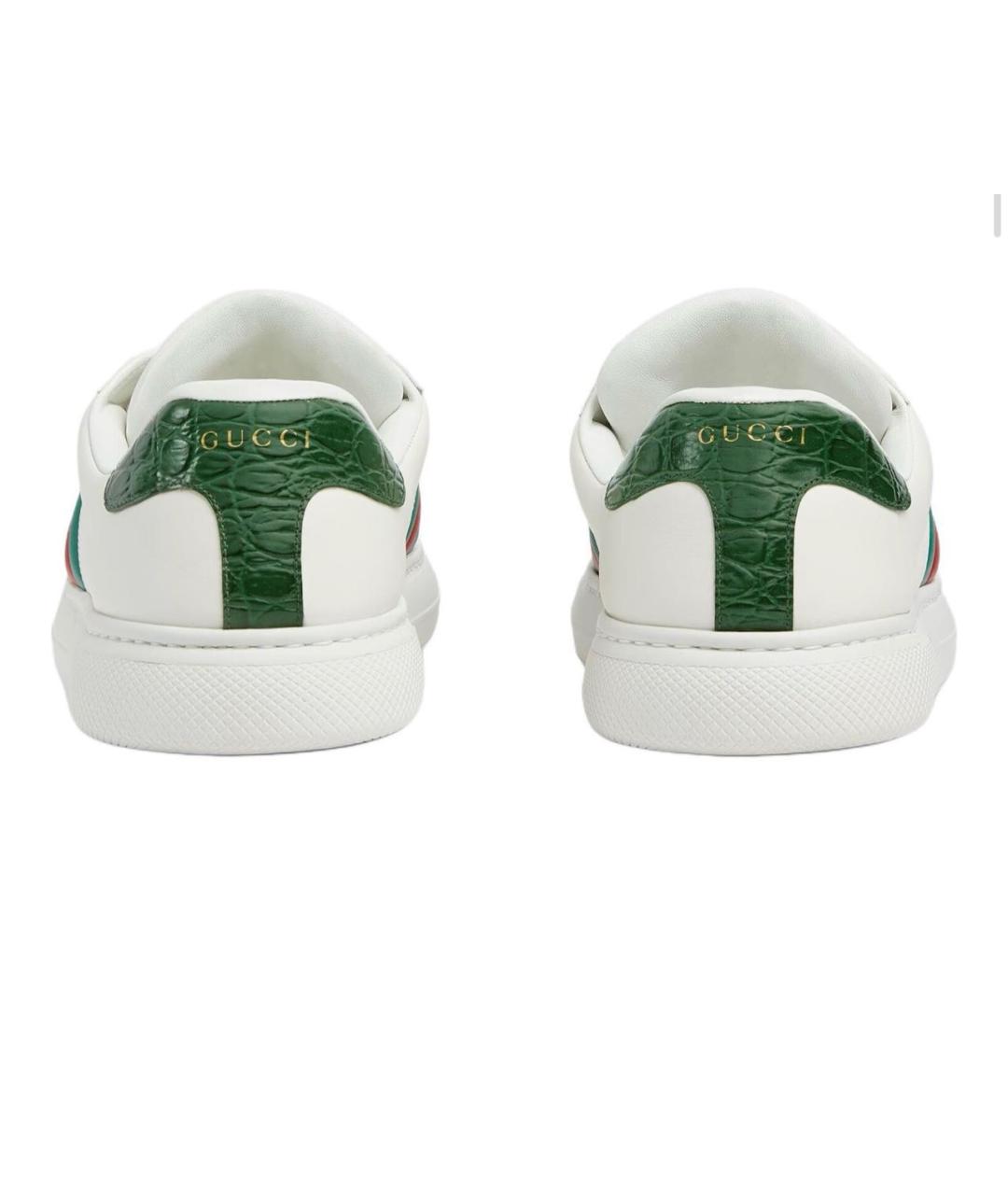 GUCCI Белые кожаные низкие кроссовки / кеды, фото 4