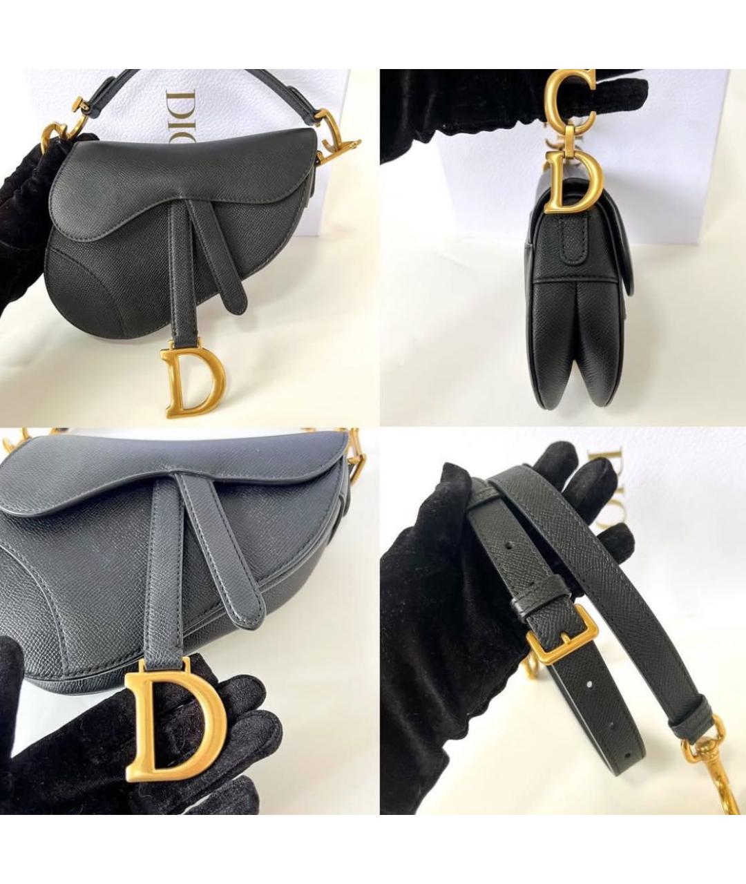 CHRISTIAN DIOR Черная кожаная сумка через плечо, фото 2