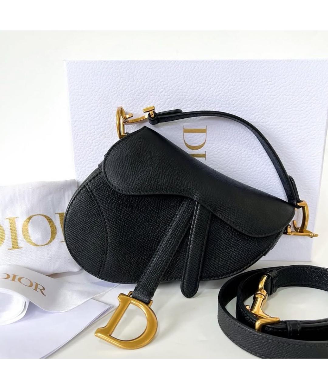 CHRISTIAN DIOR Черная кожаная сумка через плечо, фото 3