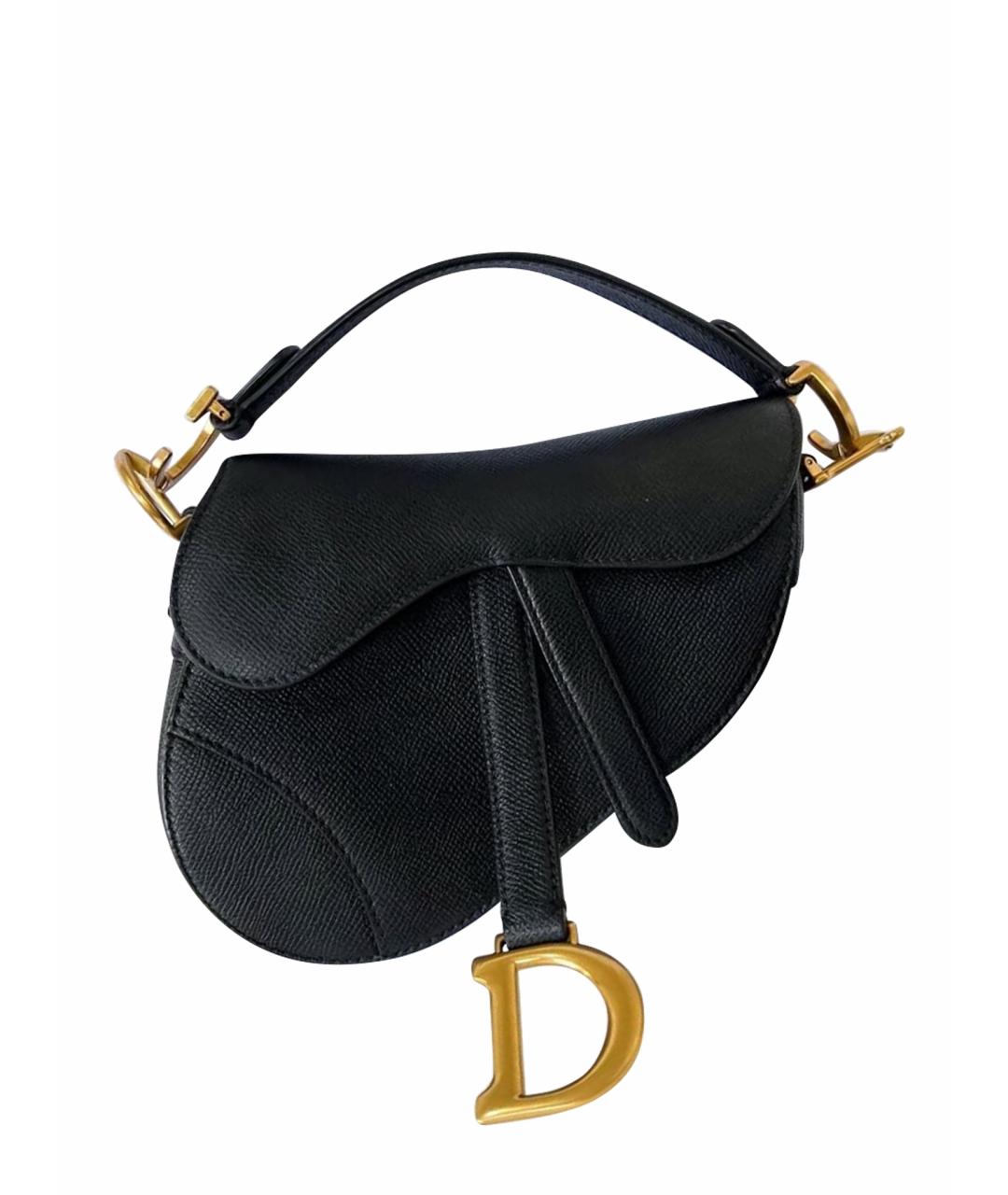 CHRISTIAN DIOR Черная кожаная сумка через плечо, фото 1