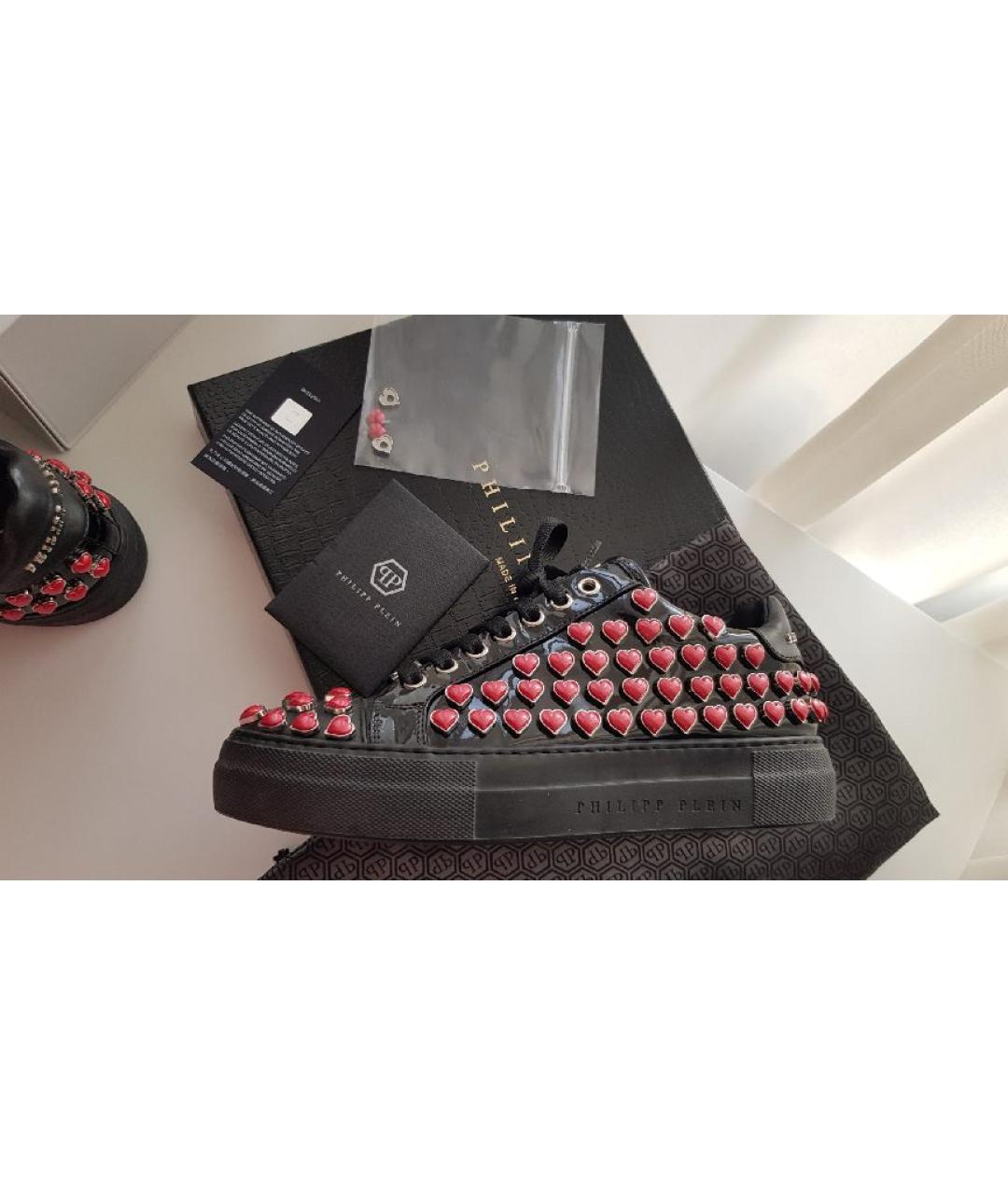 PHILIPP PLEIN Черные кожаные кеды, фото 5