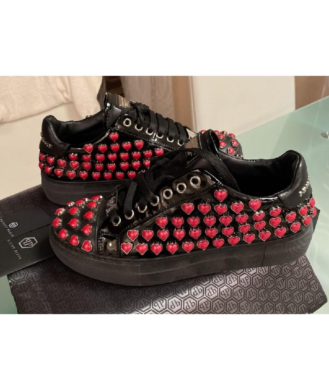 PHILIPP PLEIN Черные кожаные кеды, фото 4