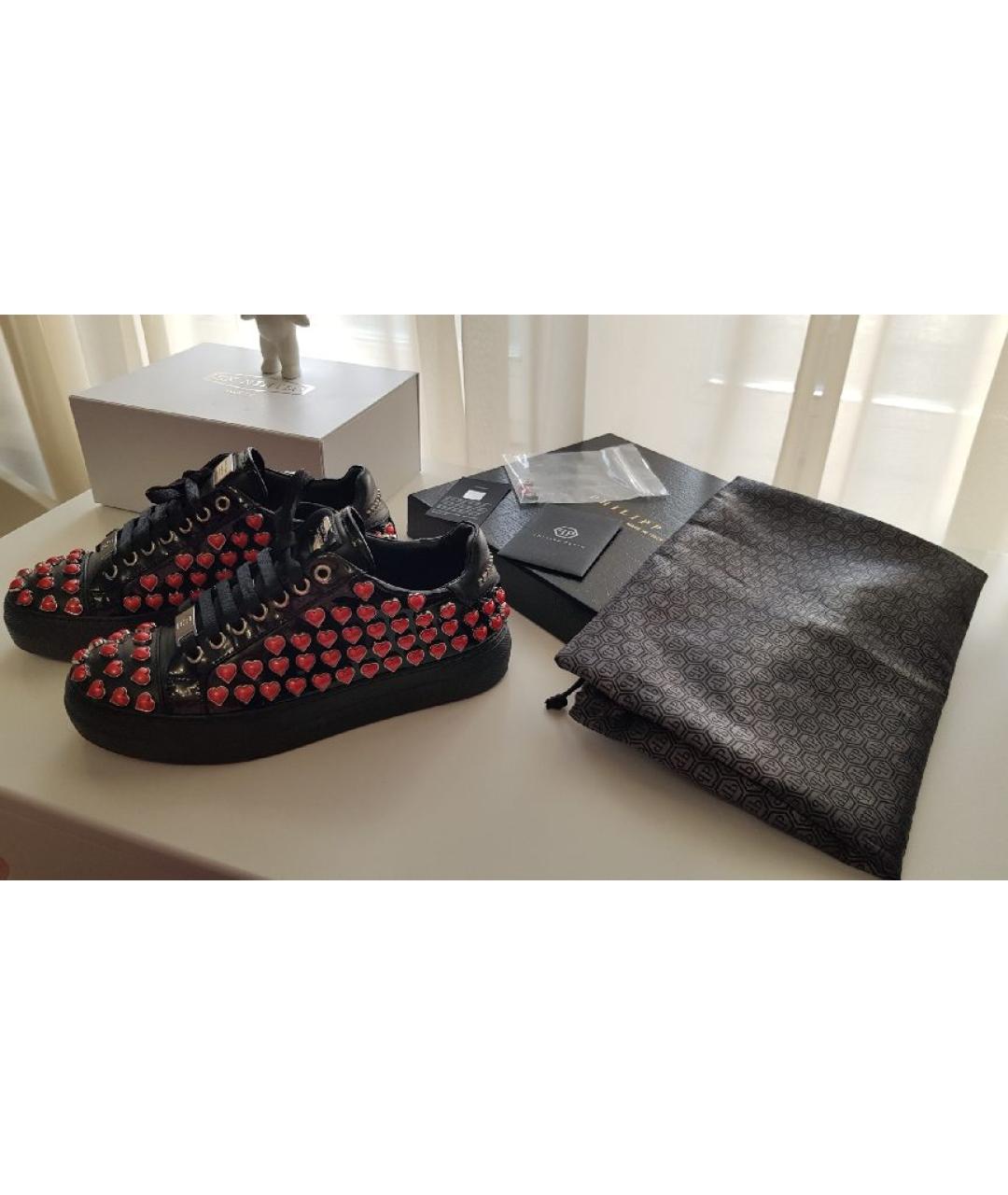 PHILIPP PLEIN Черные кожаные кеды, фото 6