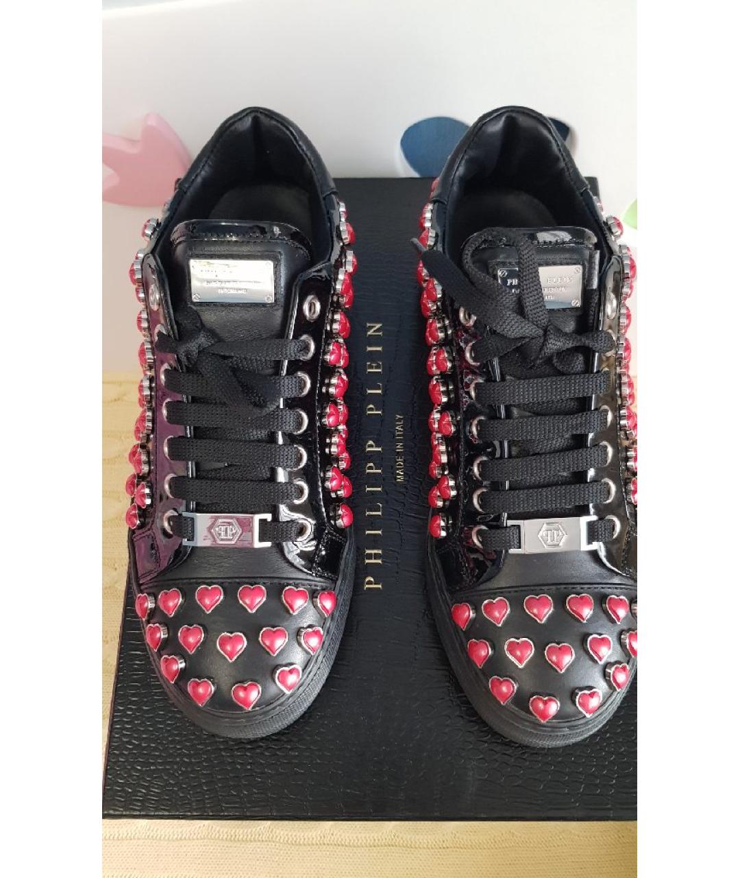 PHILIPP PLEIN Черные кожаные кеды, фото 3