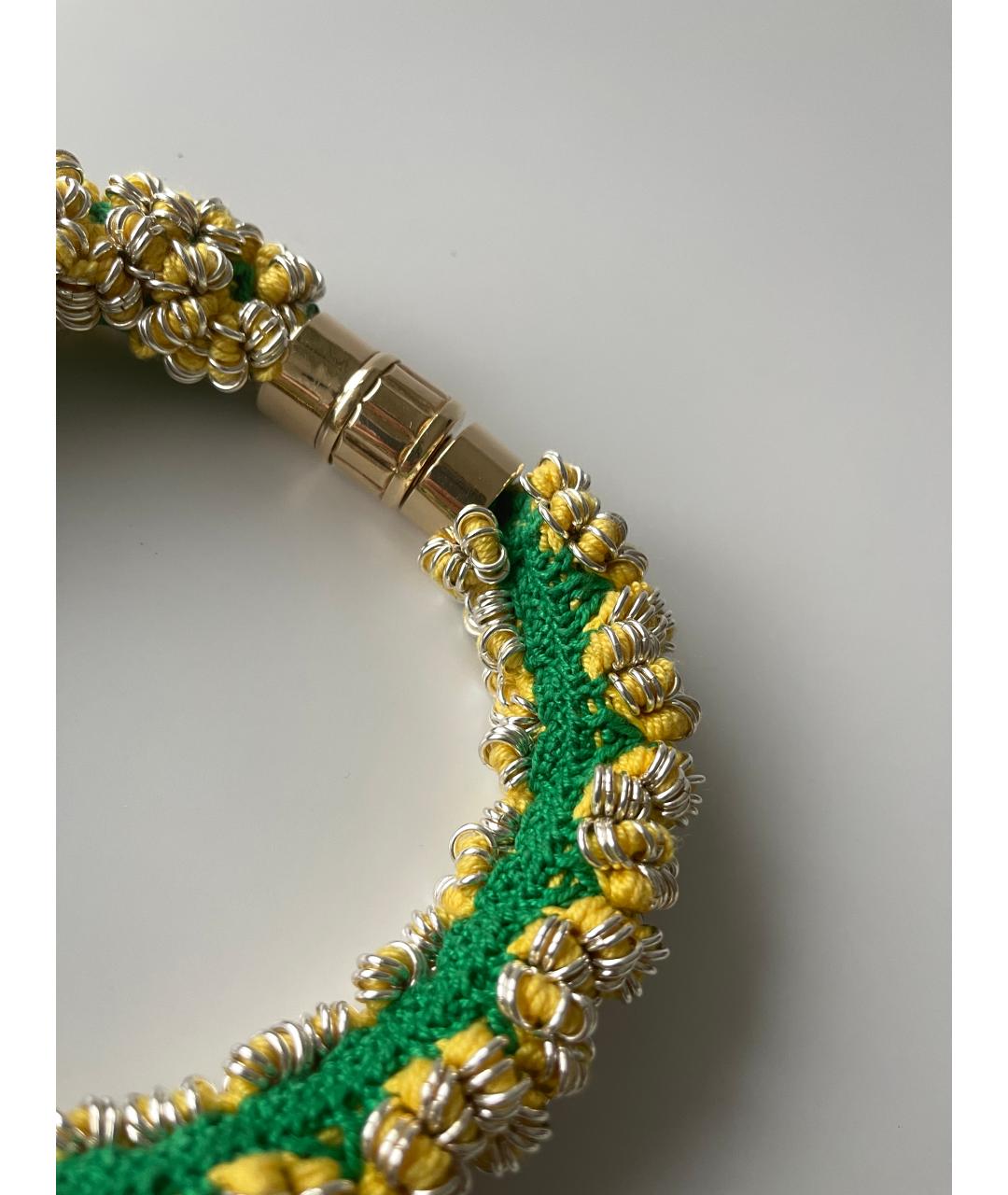 BOTTEGA VENETA Зеленые серебряное колье, фото 4