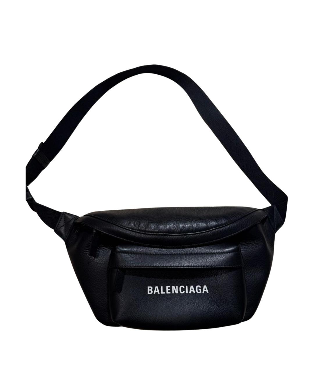 BALENCIAGA Черная кожаная поясная сумка, фото 2