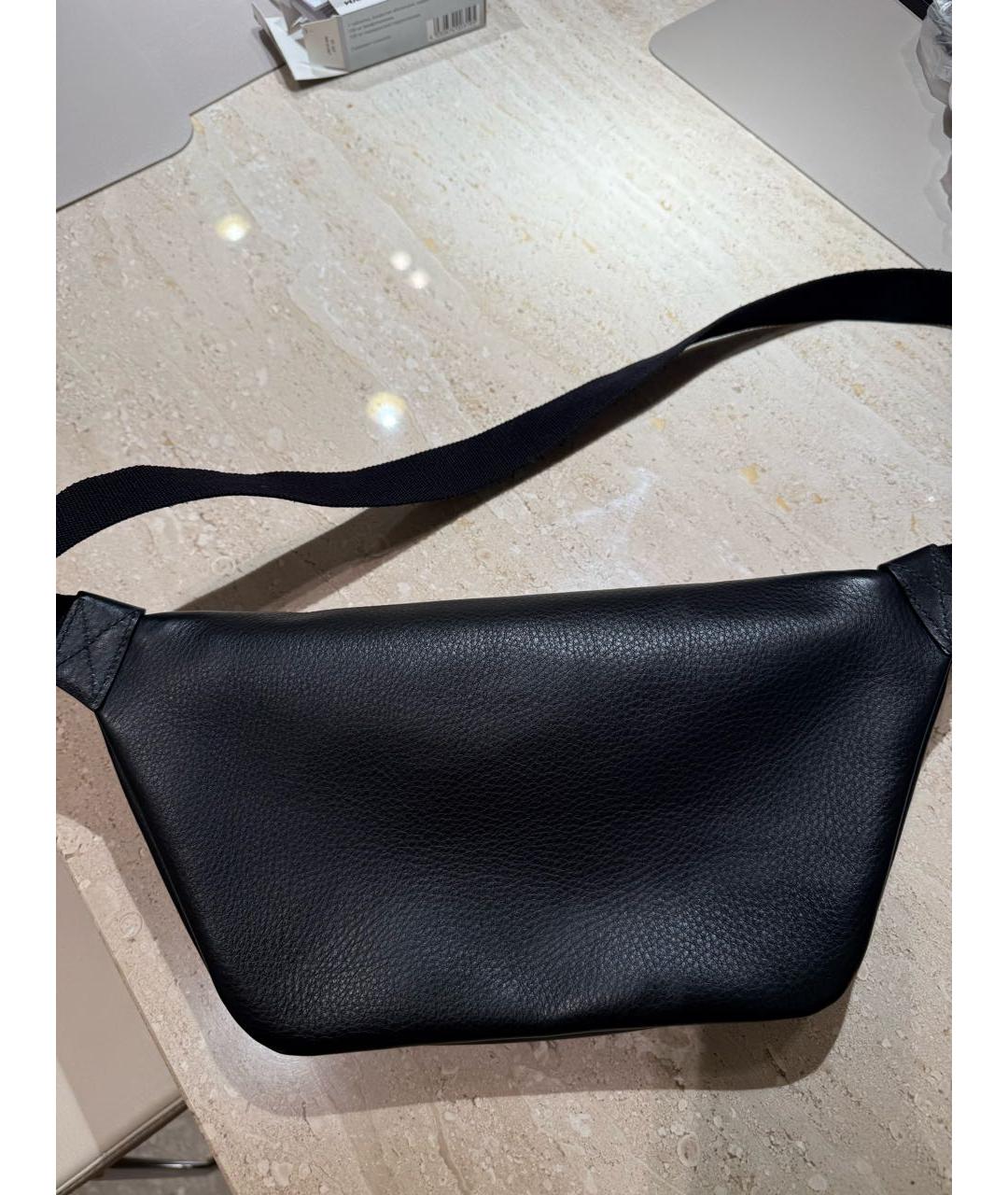 BALENCIAGA Черная кожаная поясная сумка, фото 4