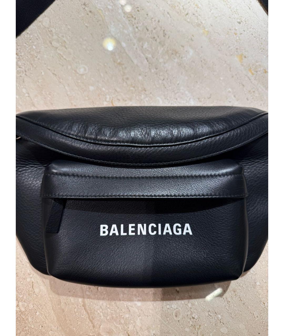 BALENCIAGA Черная кожаная поясная сумка, фото 3