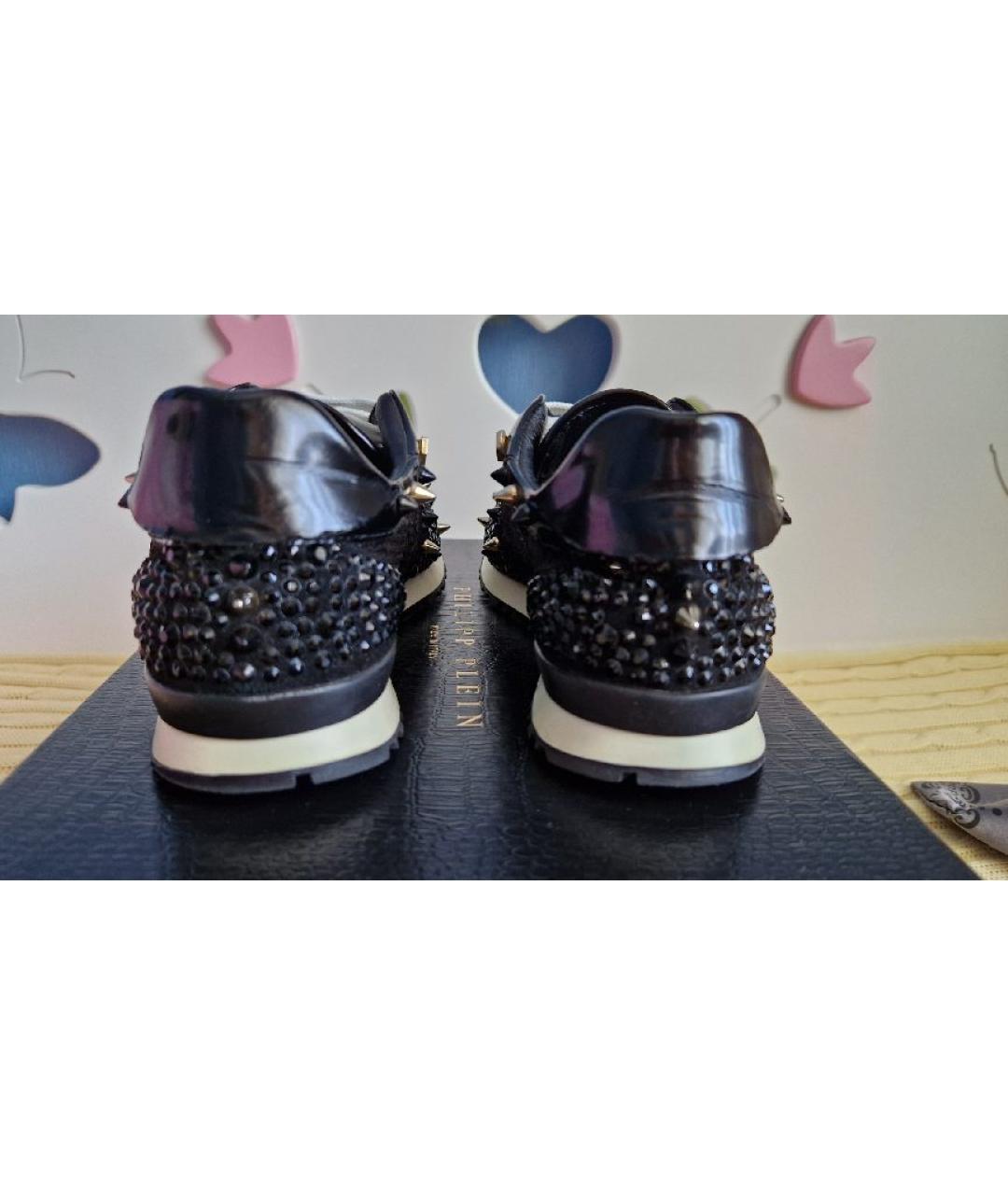 PHILIPP PLEIN Черные кожаные кроссовки, фото 4