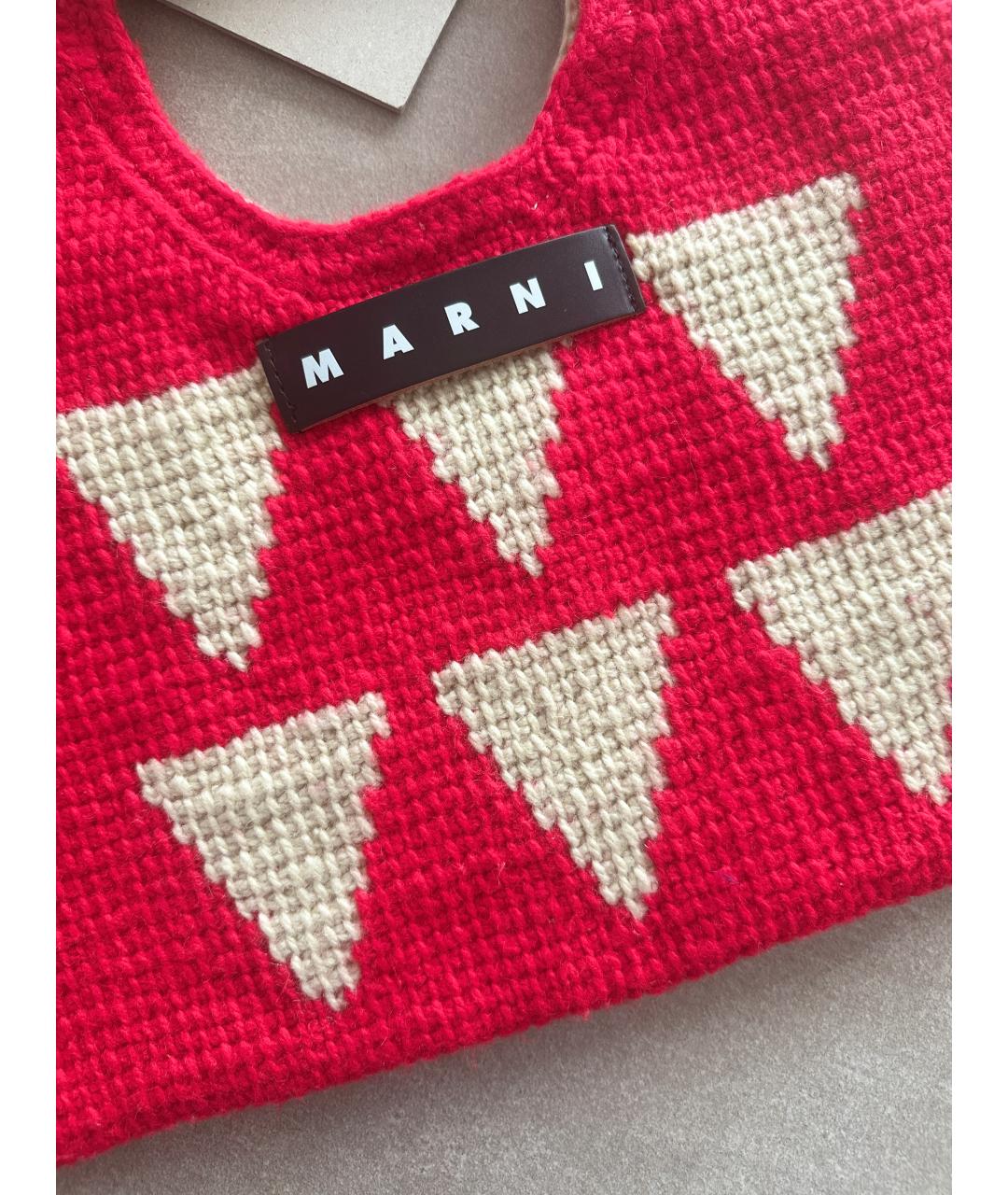 MARNI Красная пелетеная сумка с короткими ручками, фото 4