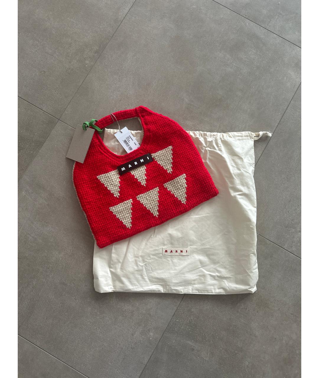 MARNI Красная пелетеная сумка с короткими ручками, фото 2