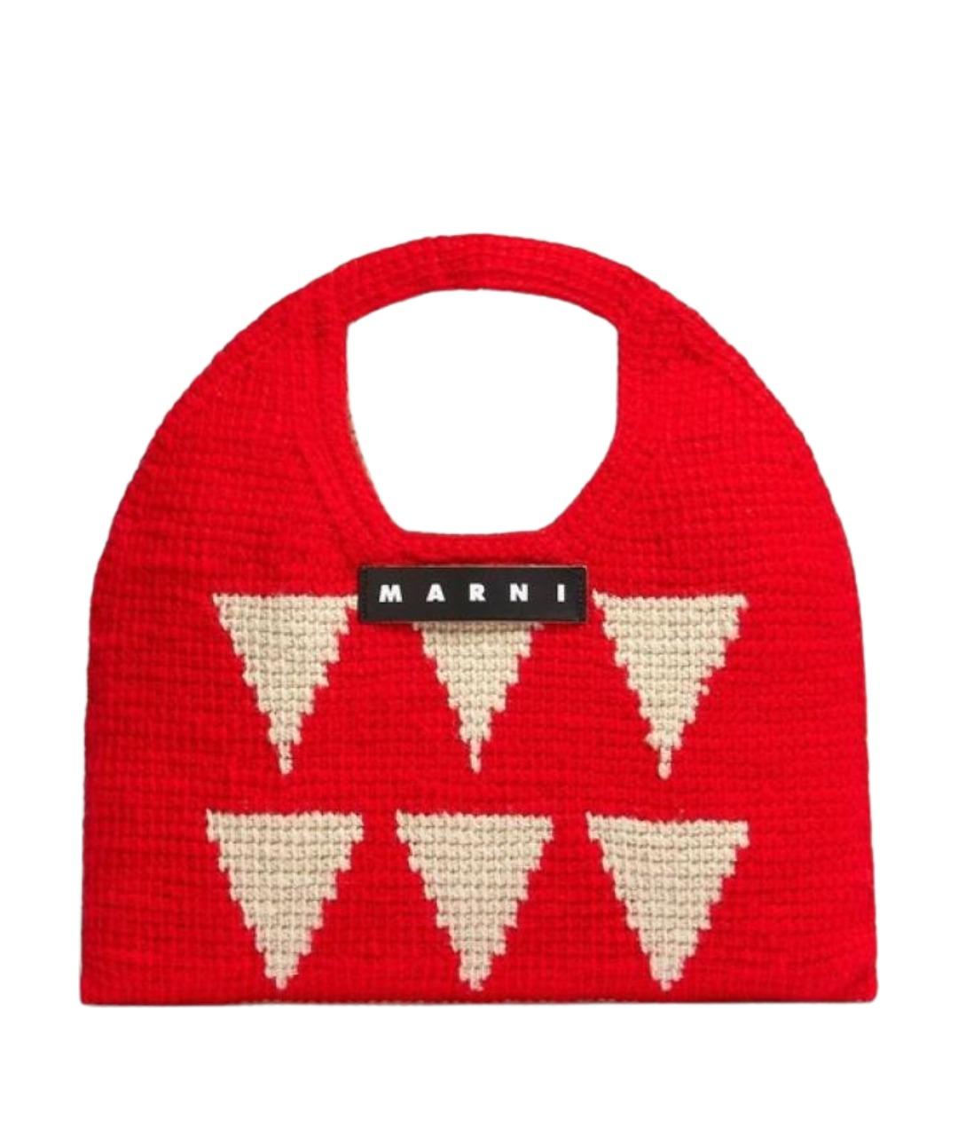 MARNI Красная пелетеная сумка с короткими ручками, фото 1