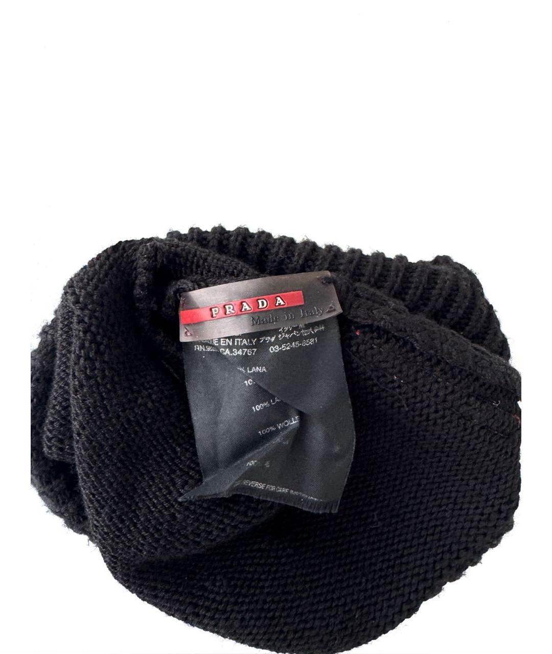 PRADA Черная шерстяная шапка, фото 4