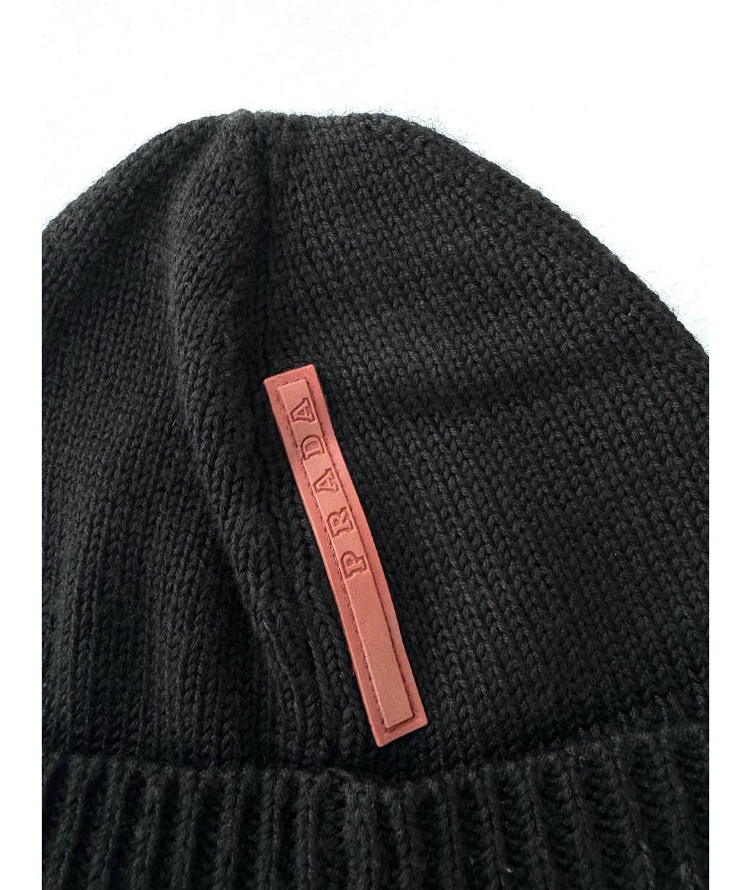 PRADA Черная шерстяная шапка, фото 2