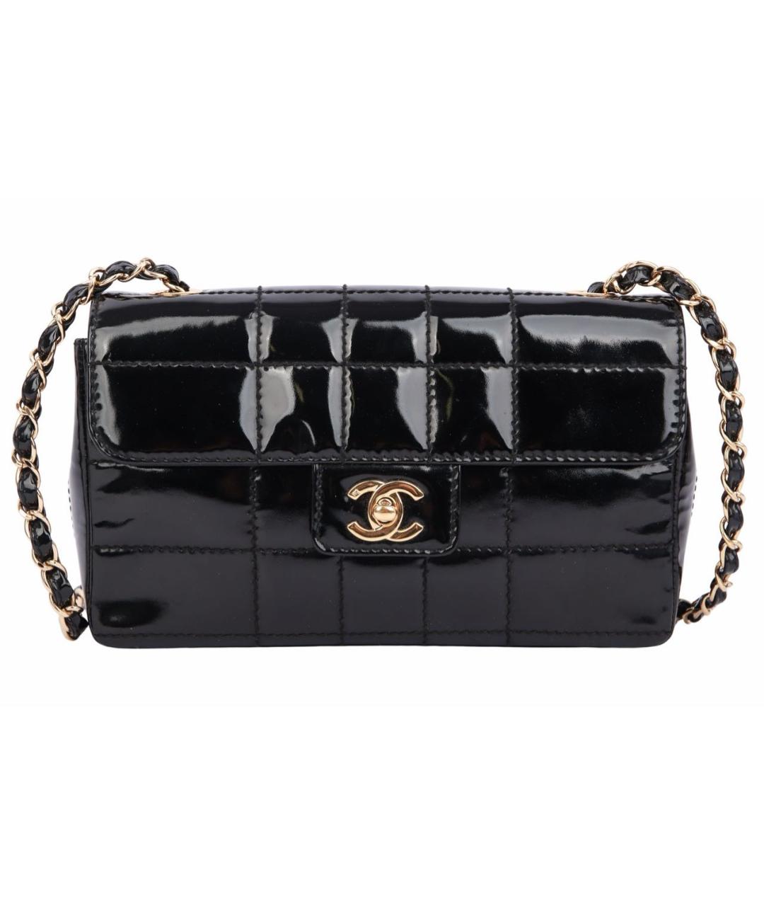 CHANEL Черная сумка через плечо из лакированной кожи, фото 1