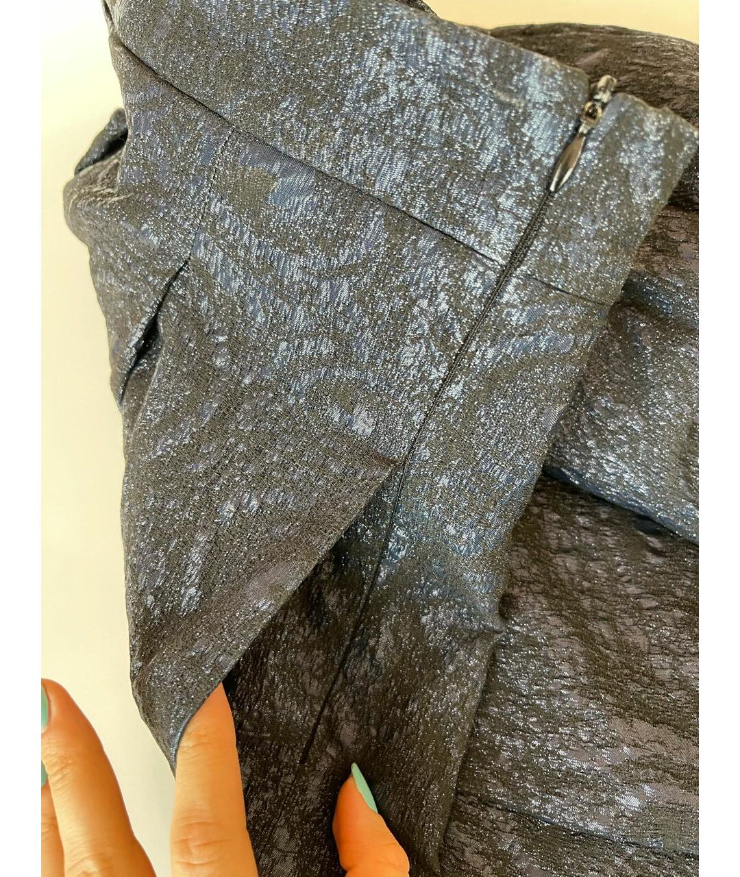 D.EXTERIOR Темно-синяя полиэстеровая юбка миди, фото 5