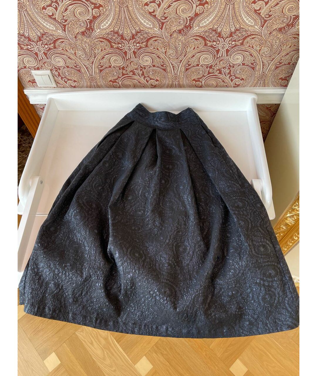 D.EXTERIOR Темно-синяя полиэстеровая юбка миди, фото 8