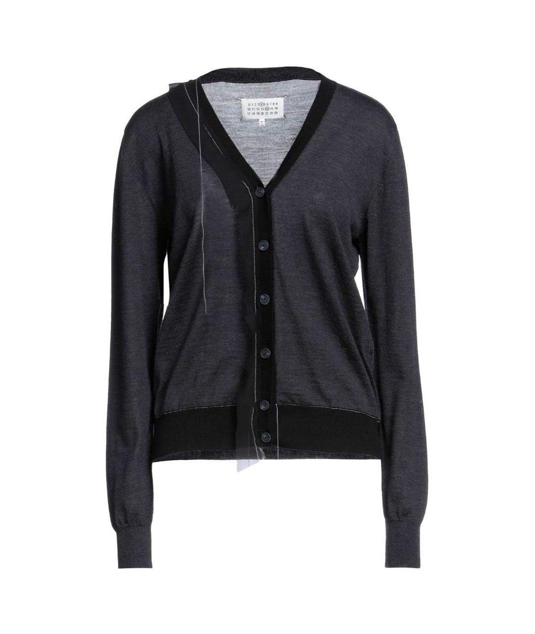 MAISON MARGIELA Антрацитовый шерстяной кардиган, фото 1