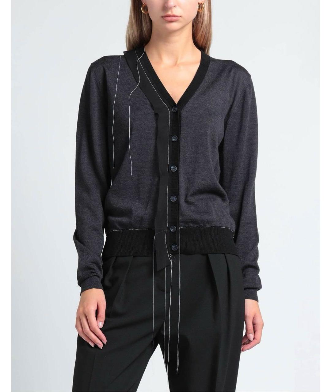 MAISON MARGIELA Антрацитовый шерстяной кардиган, фото 2